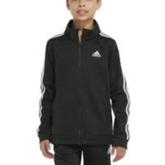 Adidas Big Boys Zip Front Iconic Tricot Jacket - Black New With Tags Size Medium - Picture 1 of 2